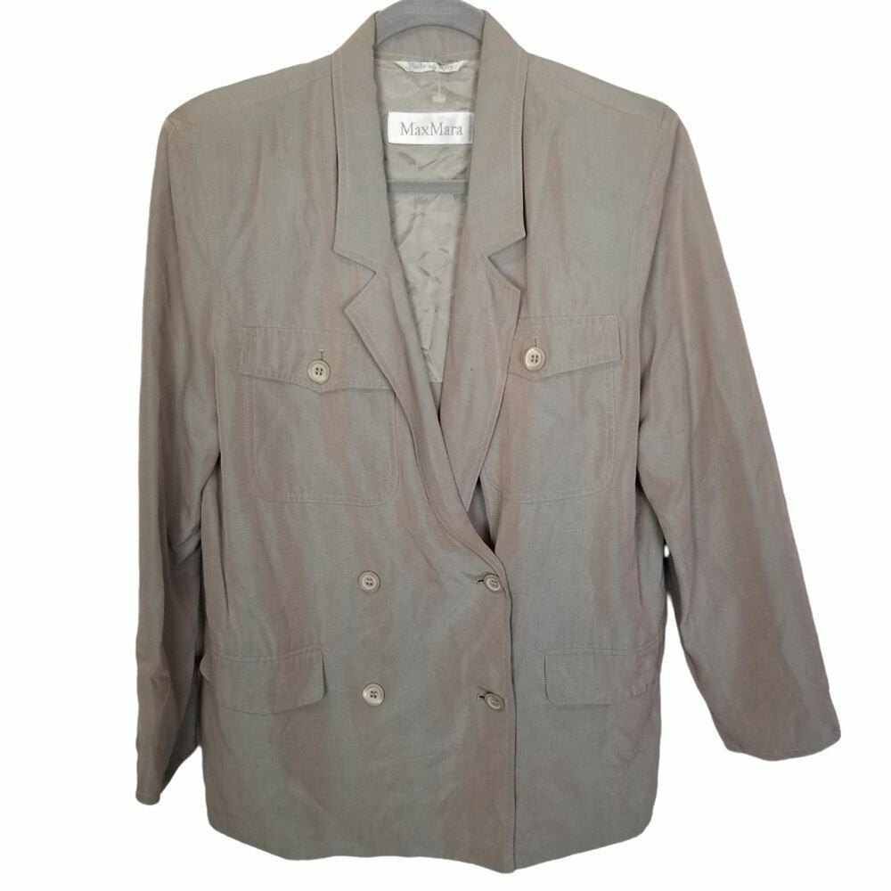 Vintage Max Mara Womens Silk Blazer Sz 4 Double Breasted Quiet Luxury Minimalist